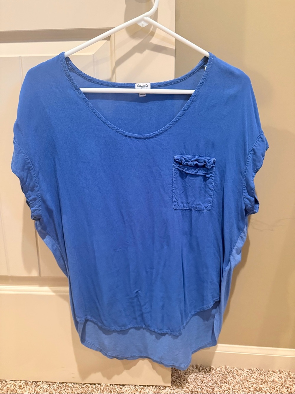 Splendid Blue Scoop Neck Short Sleeve Top